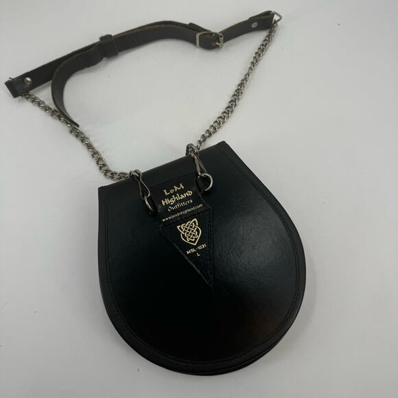 L & M Highlander black leather Sporran Belt Bag - Picture 7 of 16